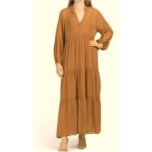 Young Fabulous & Broke Boho Brown Loose Fit Maxi Dress with Slip Size: M